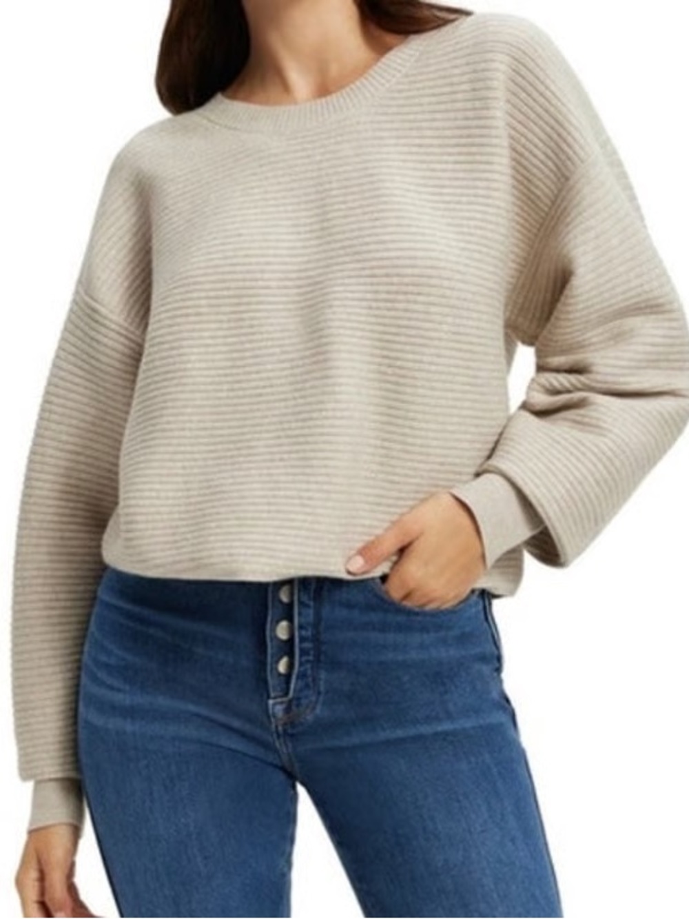 Good American Ribbed Crewneck Sweater